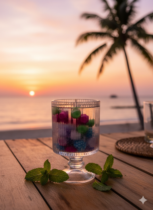 Handmade Cocktail Glass Candle with Colorful Beads – Fun & Trendy Decorative Candle