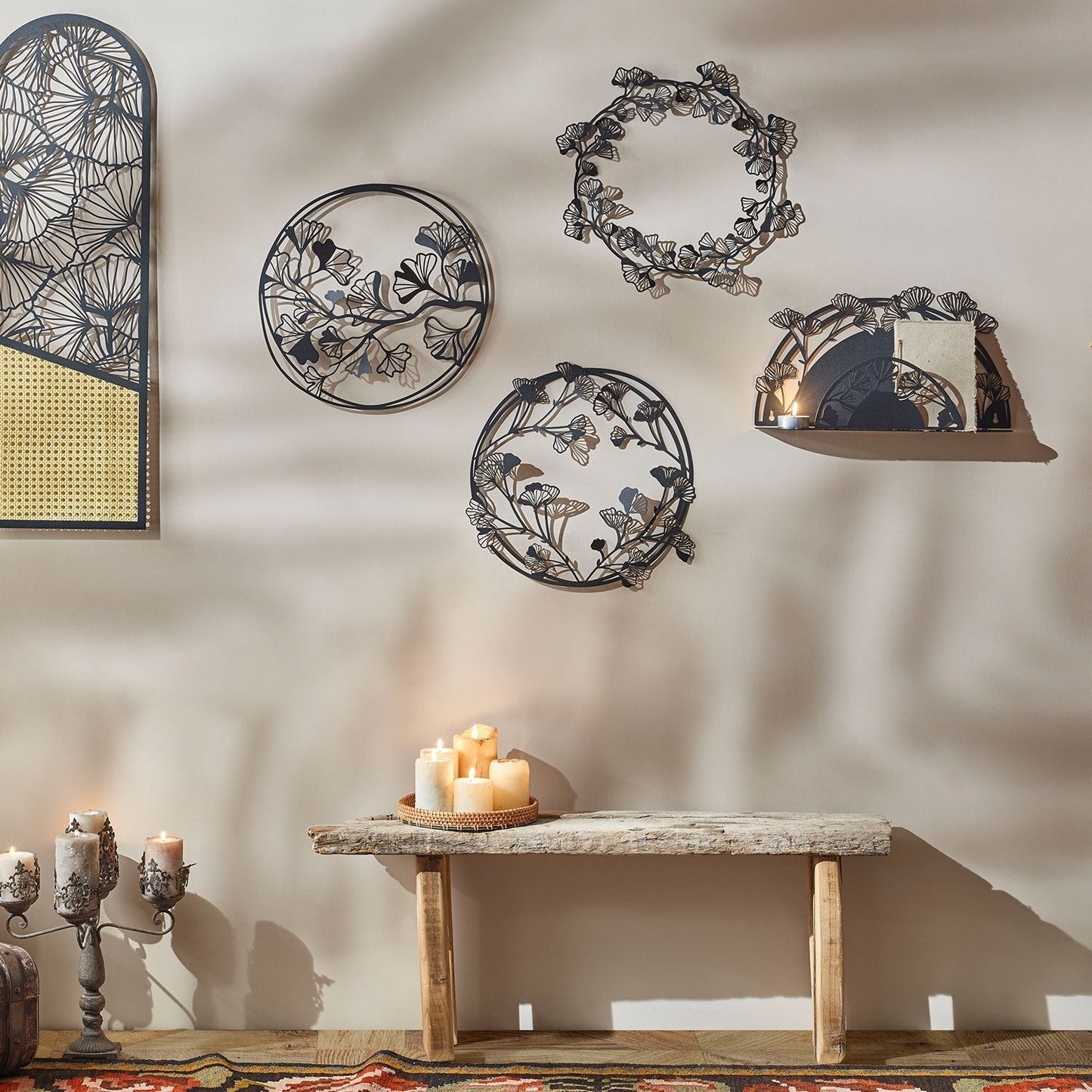 Ginkgo Metal Wall Art, Set of 3 Pieces
