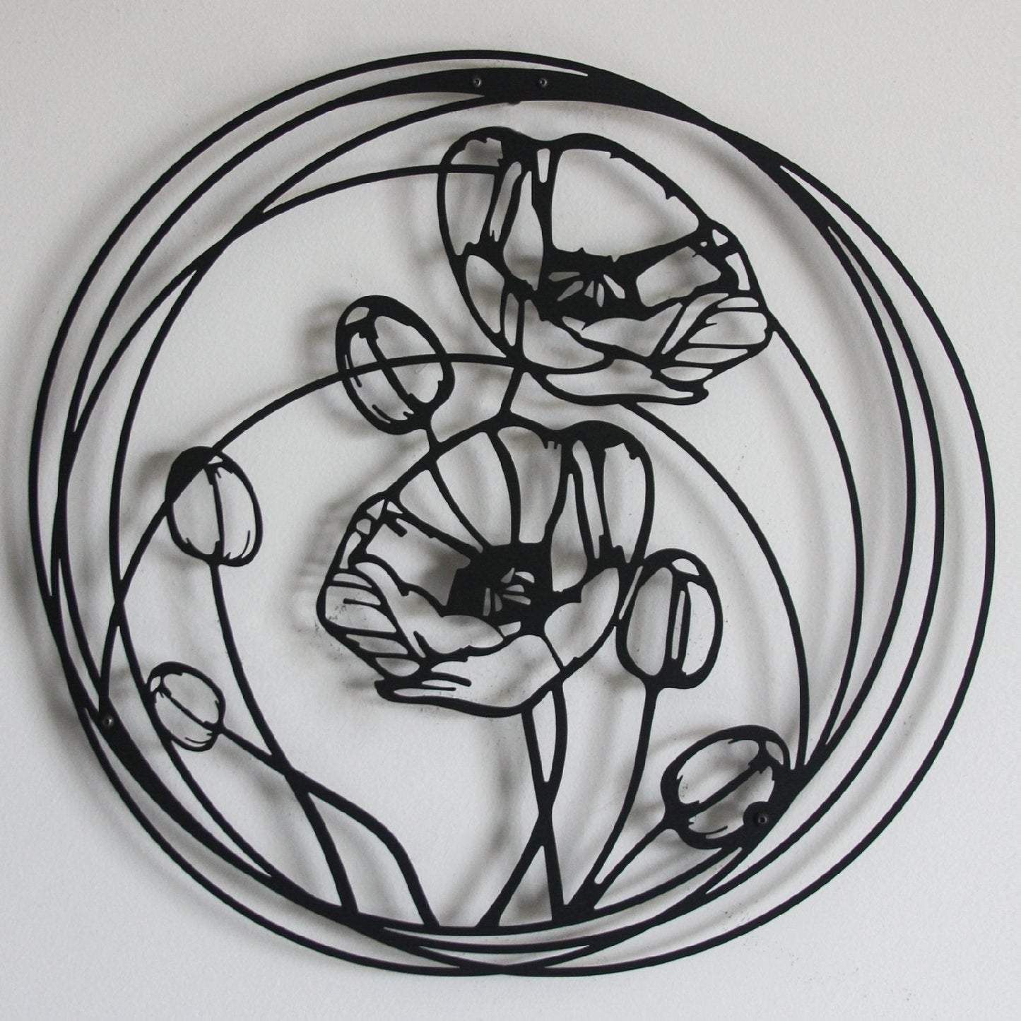 Poppy Flowers Metal Wall Art, Set of 3 Pieces