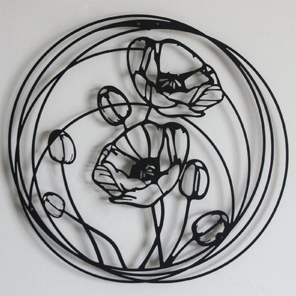 Poppy Flowers Metal Wall Art, Set of 3 Pieces