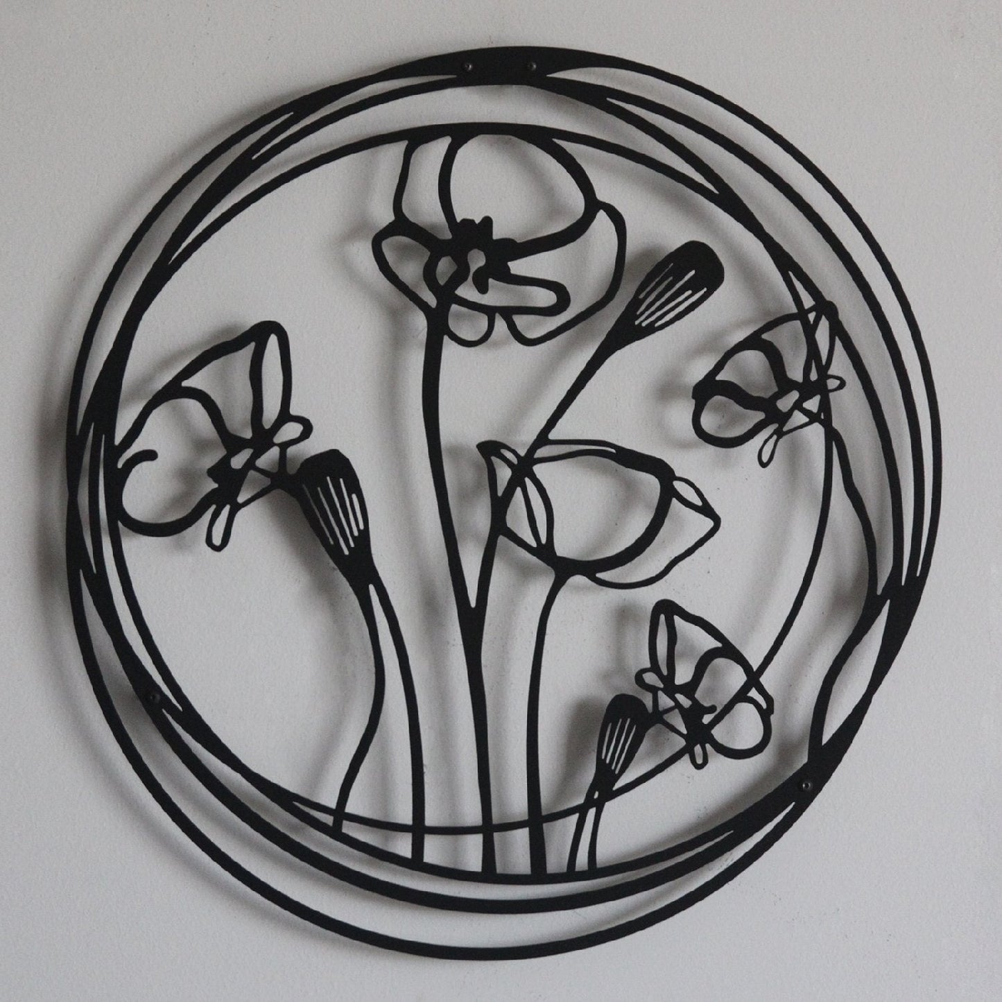 Poppy Flowers Metal Wall Art, Set of 3 Pieces
