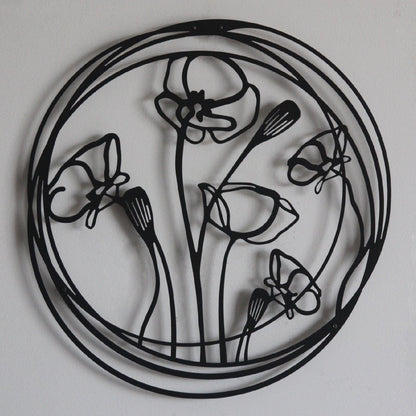 Poppy Flowers Metal Wall Art, Set of 3 Pieces