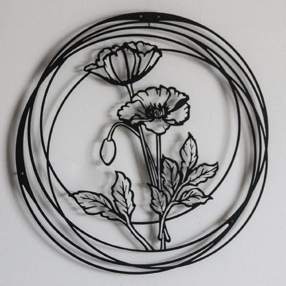 Poppy Flowers Metal Wall Art, Set of 3 Pieces