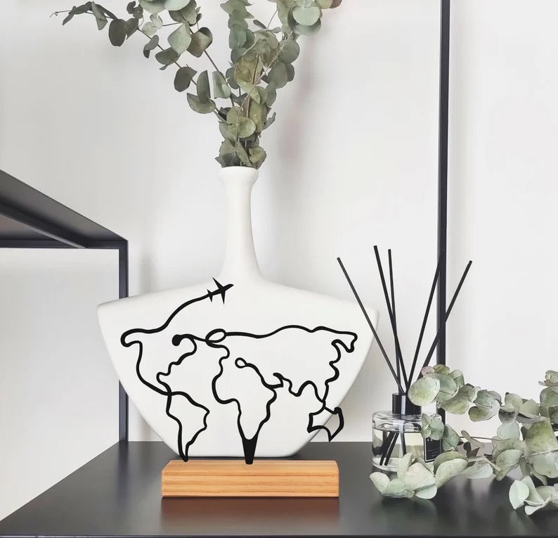 World Map Shelf Decor