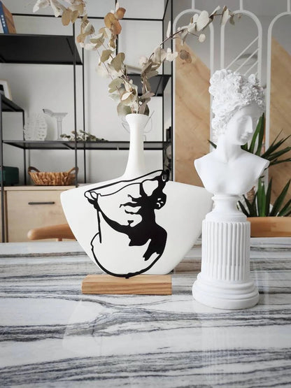 Shadow art " Ancient Sculpture " metal shelf decor, wood based black metal home decor