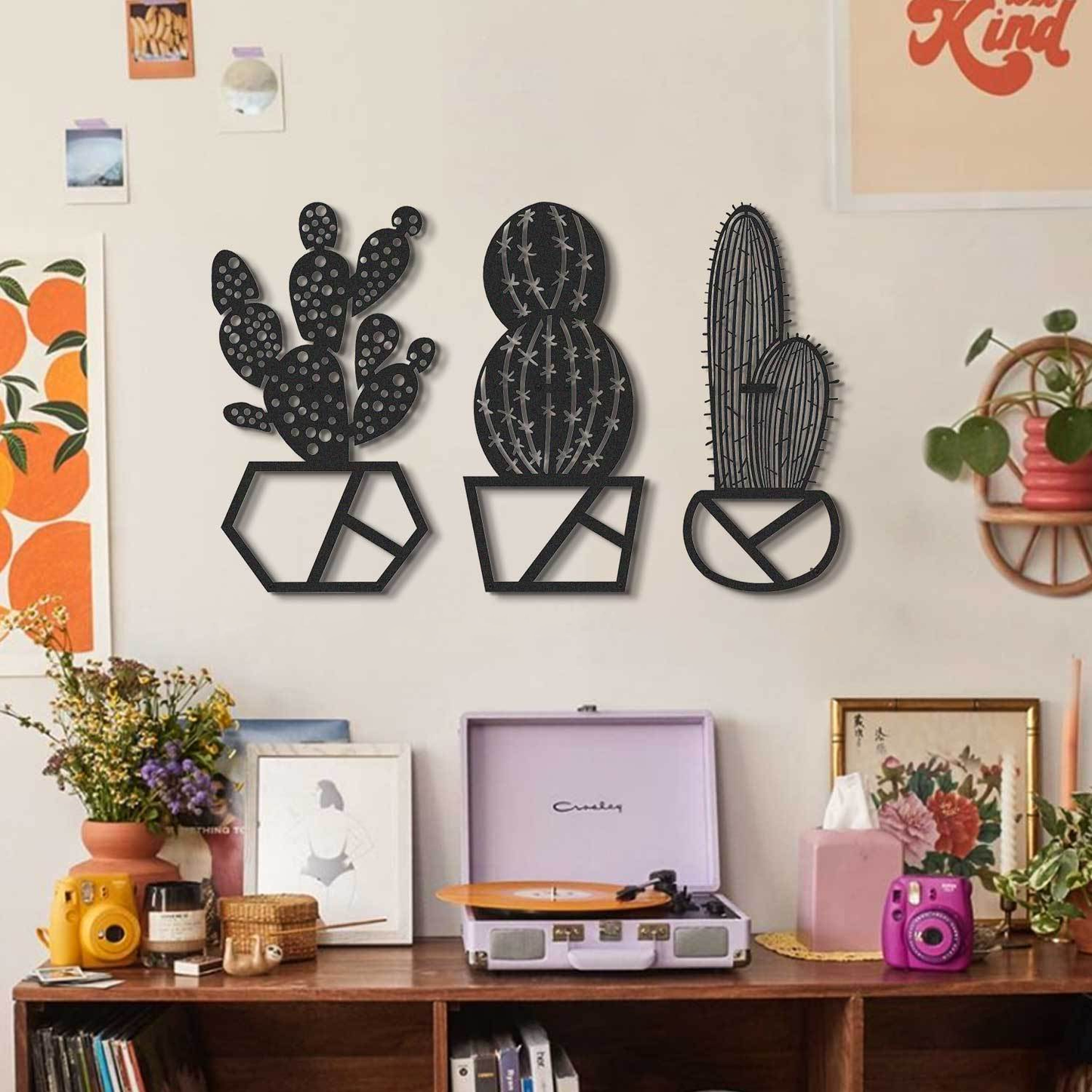 Cactus Metal Wall Art, Set of 3 Pieces