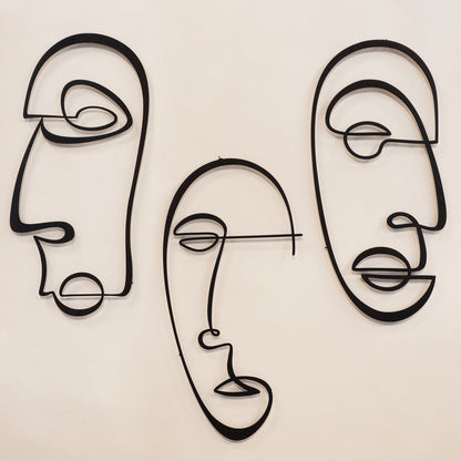Abstract Line Metal Wall Art, Set of 3 Pieces