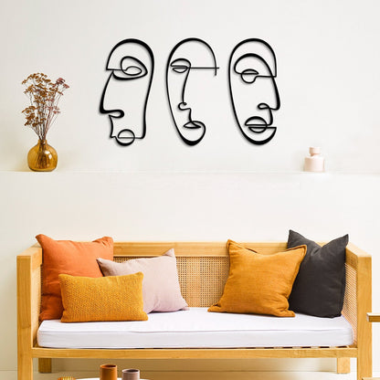 Abstract Line Metal Wall Art, Set of 3 Pieces