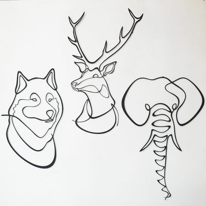 Animals Metal Line Art, Set of 3 Pieces