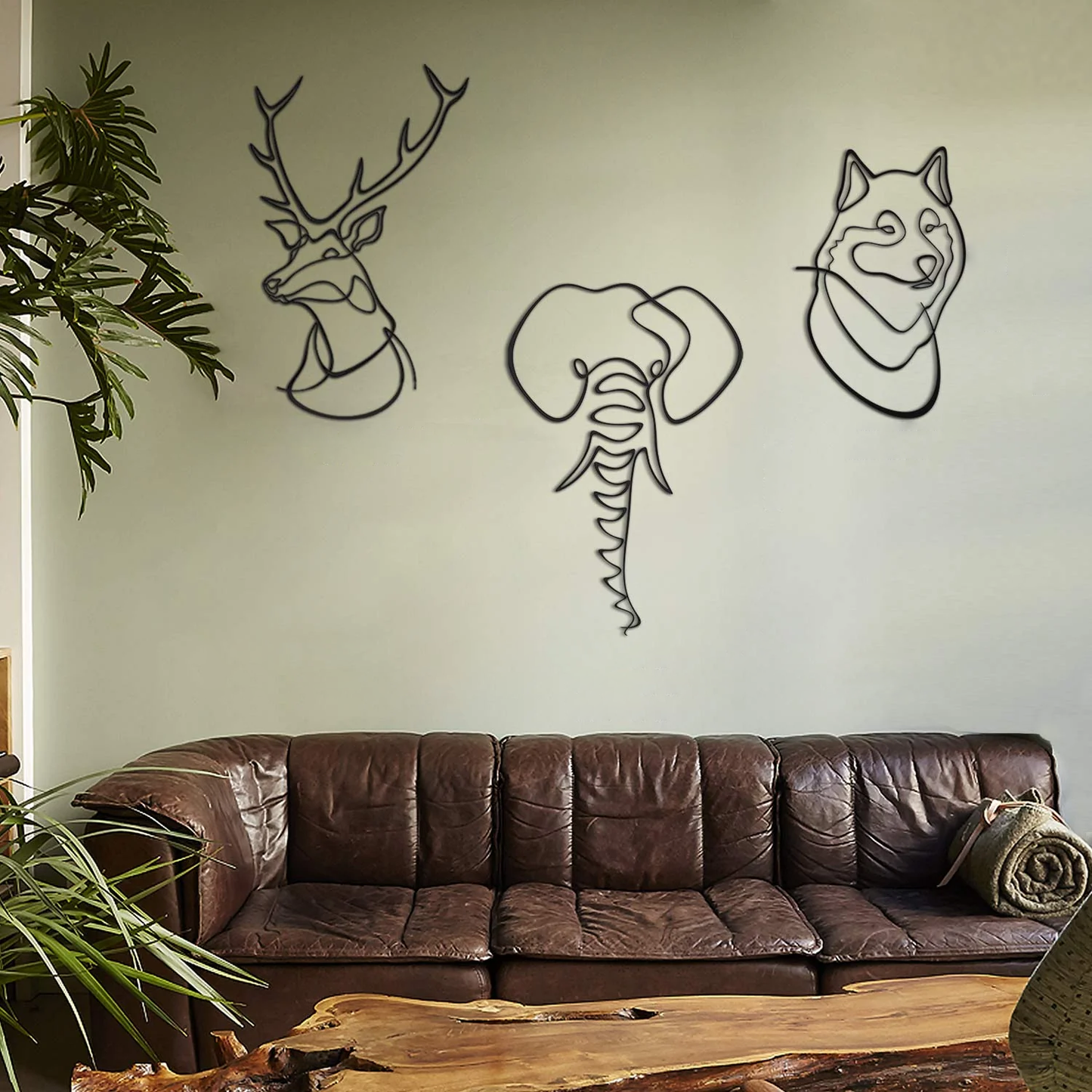 Animals Metal Line Art, Set of 3 Pieces