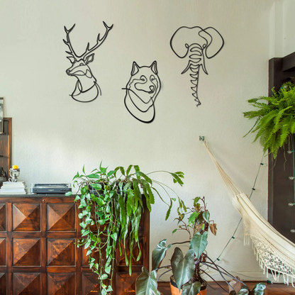 Animals Metal Line Art, Set of 3 Pieces