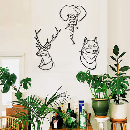 Animals Metal Line Art, Set of 3 Pieces