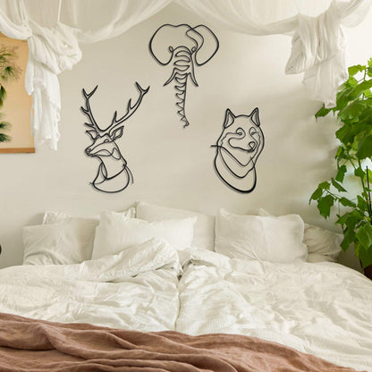 Animals Metal Line Art, Set of 3 Pieces
