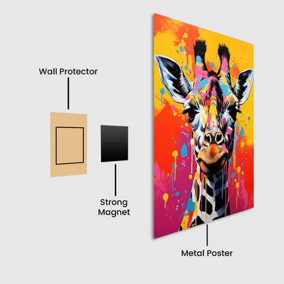 Colorful Giraffe Groove Metal Poster