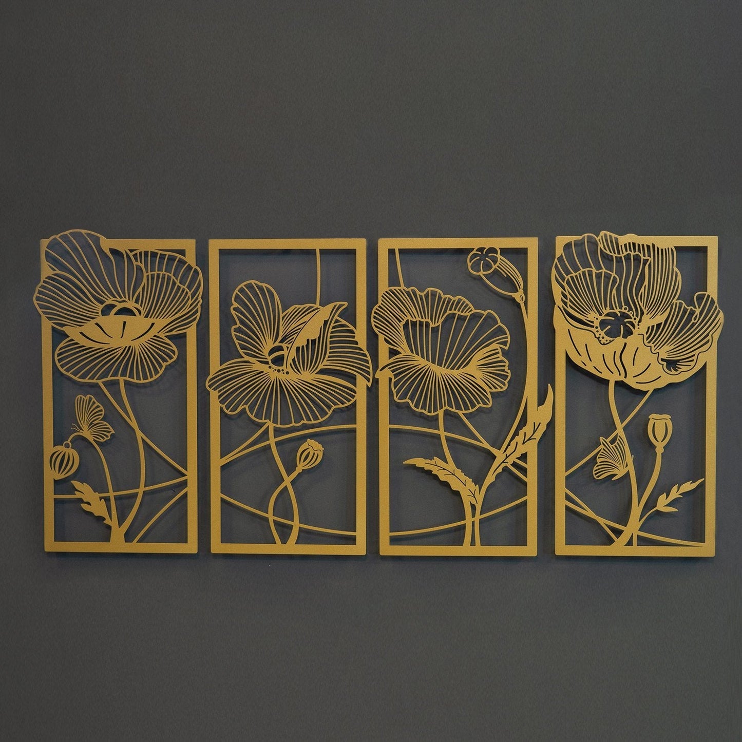 Blossom Metal Wall Art, Set of 4 Pieces