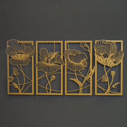 Blossom Metal Wall Art, Set of 4 Pieces