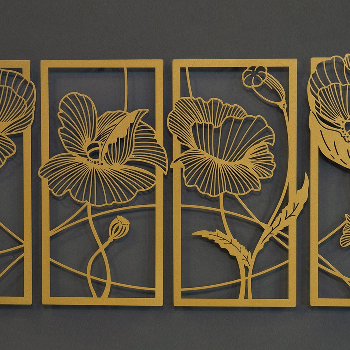 Blossom Metal Wall Art, Set of 4 Pieces