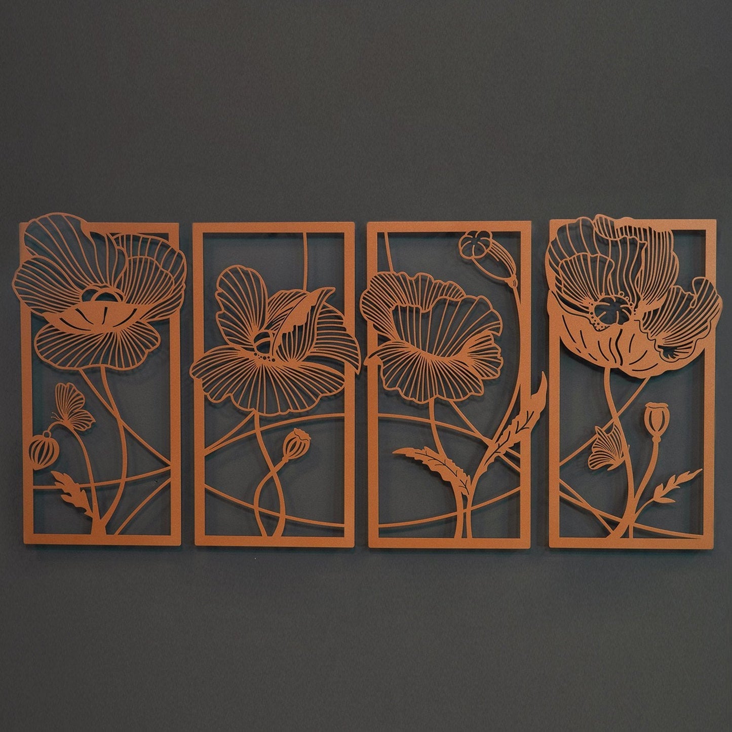 Blossom Metal Wall Art, Set of 4 Pieces