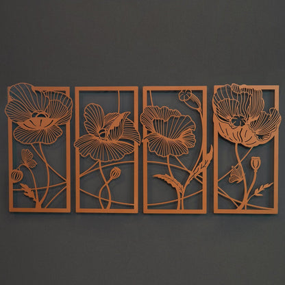 Blossom Metal Wall Art, Set of 4 Pieces