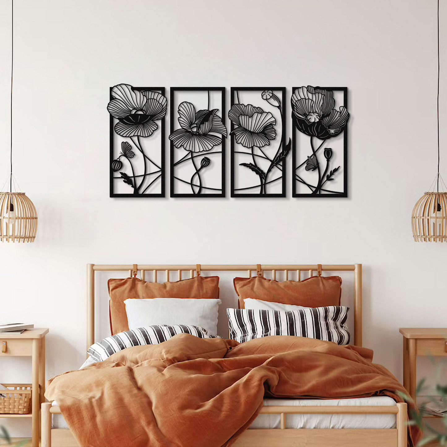 Blossom Metal Wall Art, Set of 4 Pieces