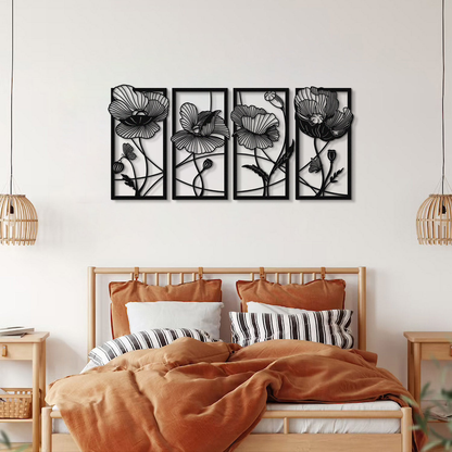 Blossom Metal Wall Art, Set of 4 Pieces