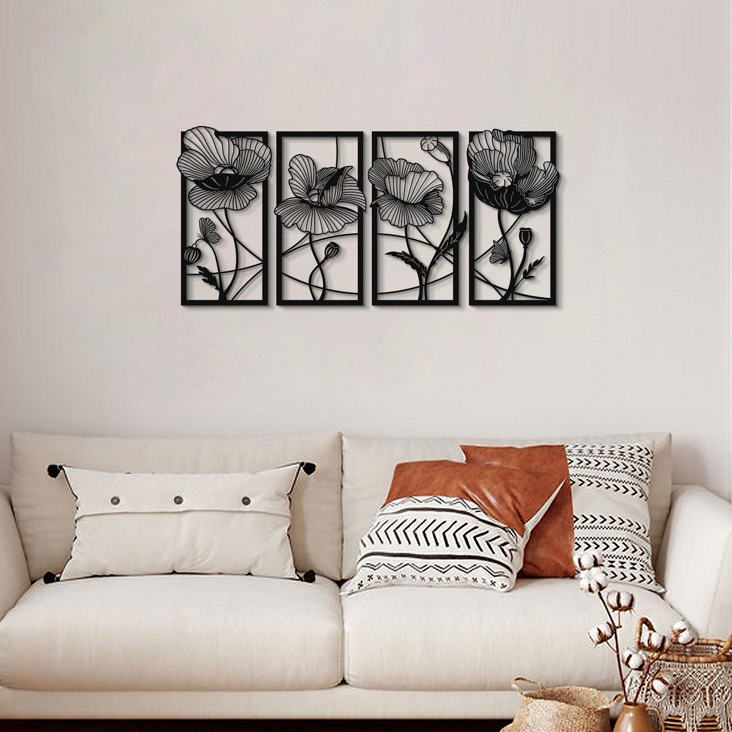 Blossom Metal Wall Art, Set of 4 Pieces