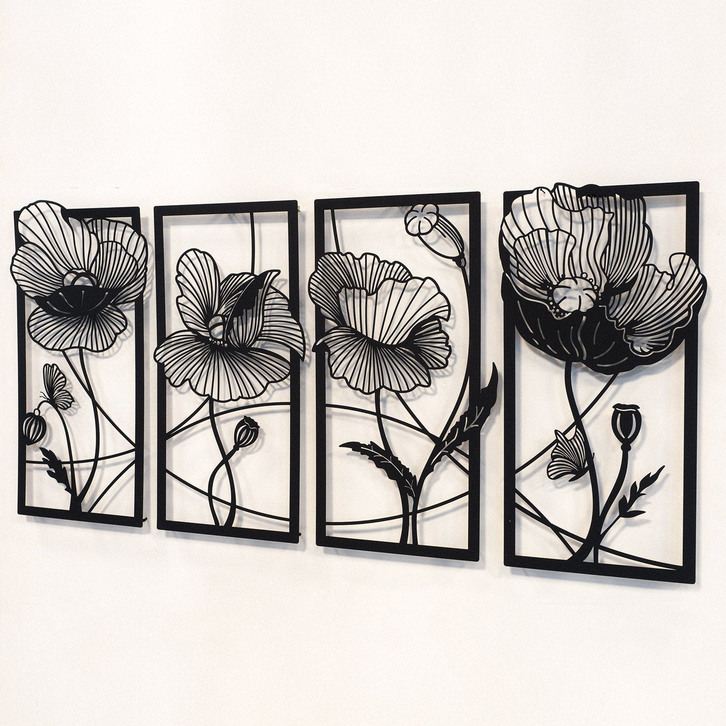 Blossom Metal Wall Art, Set of 4 Pieces