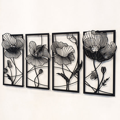 Blossom Metal Wall Art, Set of 4 Pieces