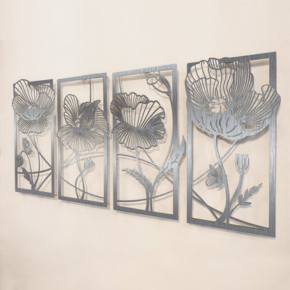 Blossom Metal Wall Art, Set of 4 Pieces
