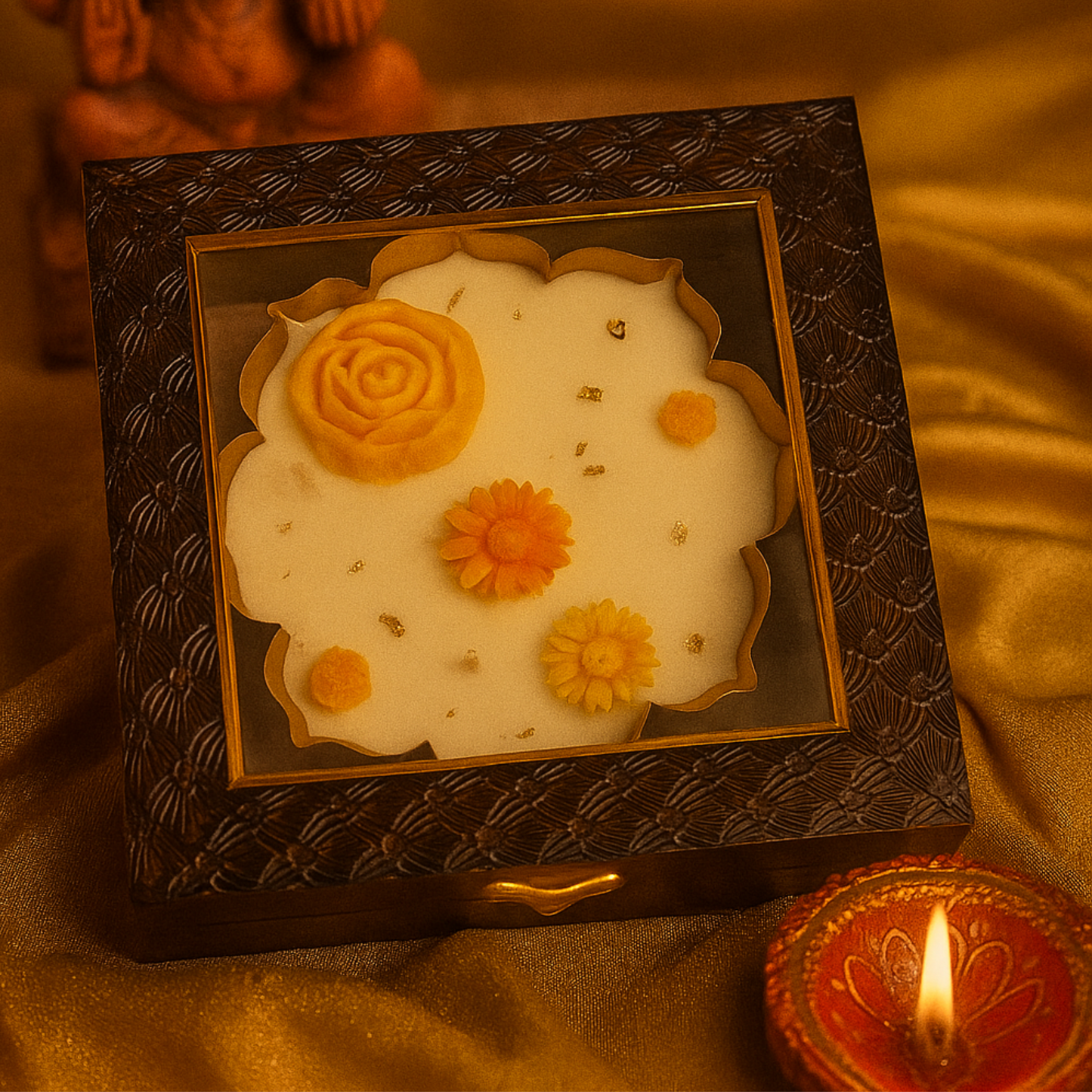 Floral Urli Soy Candle Hamper – Handcrafted Festive Gift Box