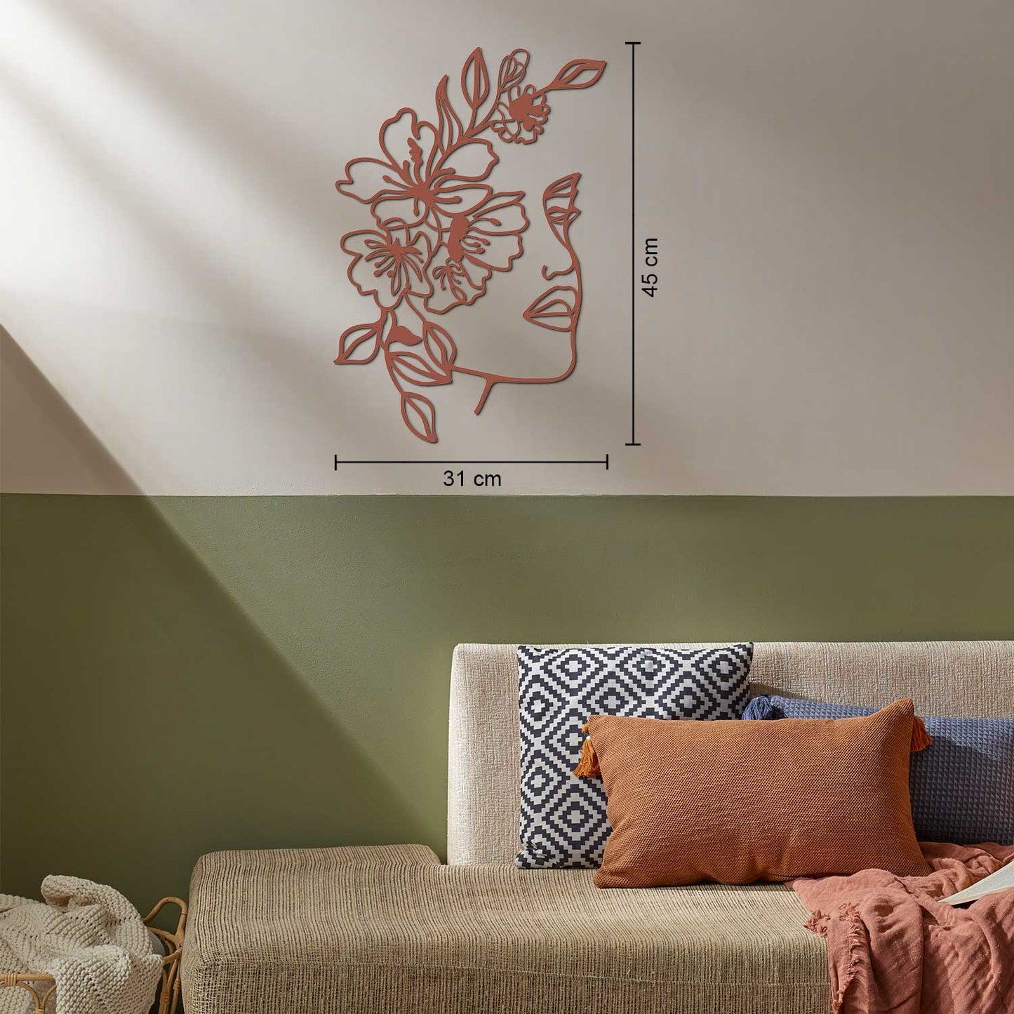 Floral Face Line Metal Wall Art