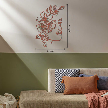 Floral Face Line Metal Wall Art