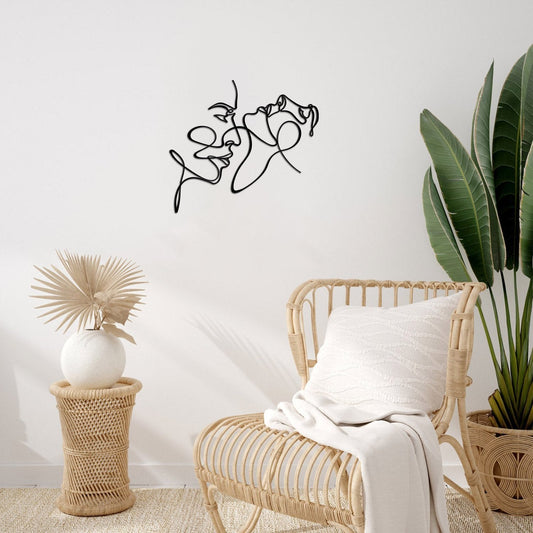 Couple Silhouette Metal Line Art