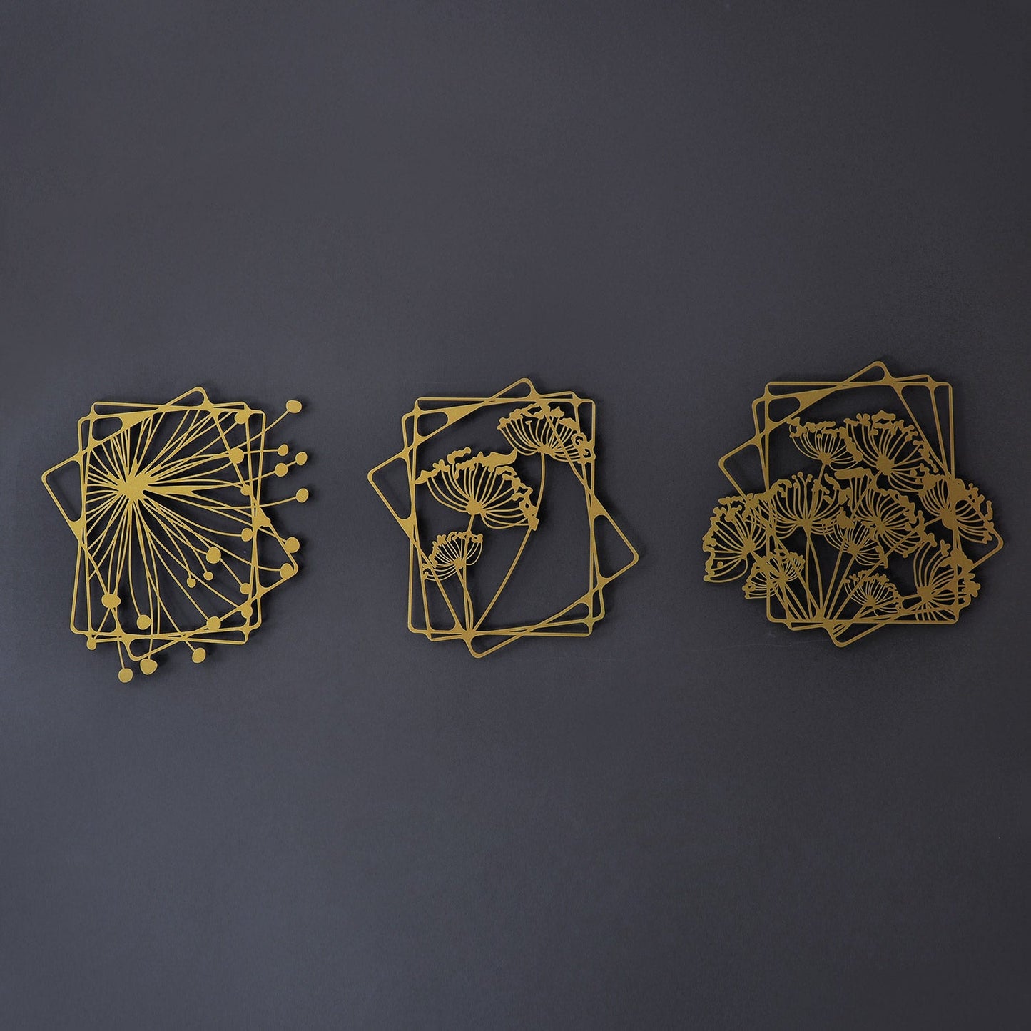 Dandelion Flowers Metal Wall Art, Set of 3 Pieces