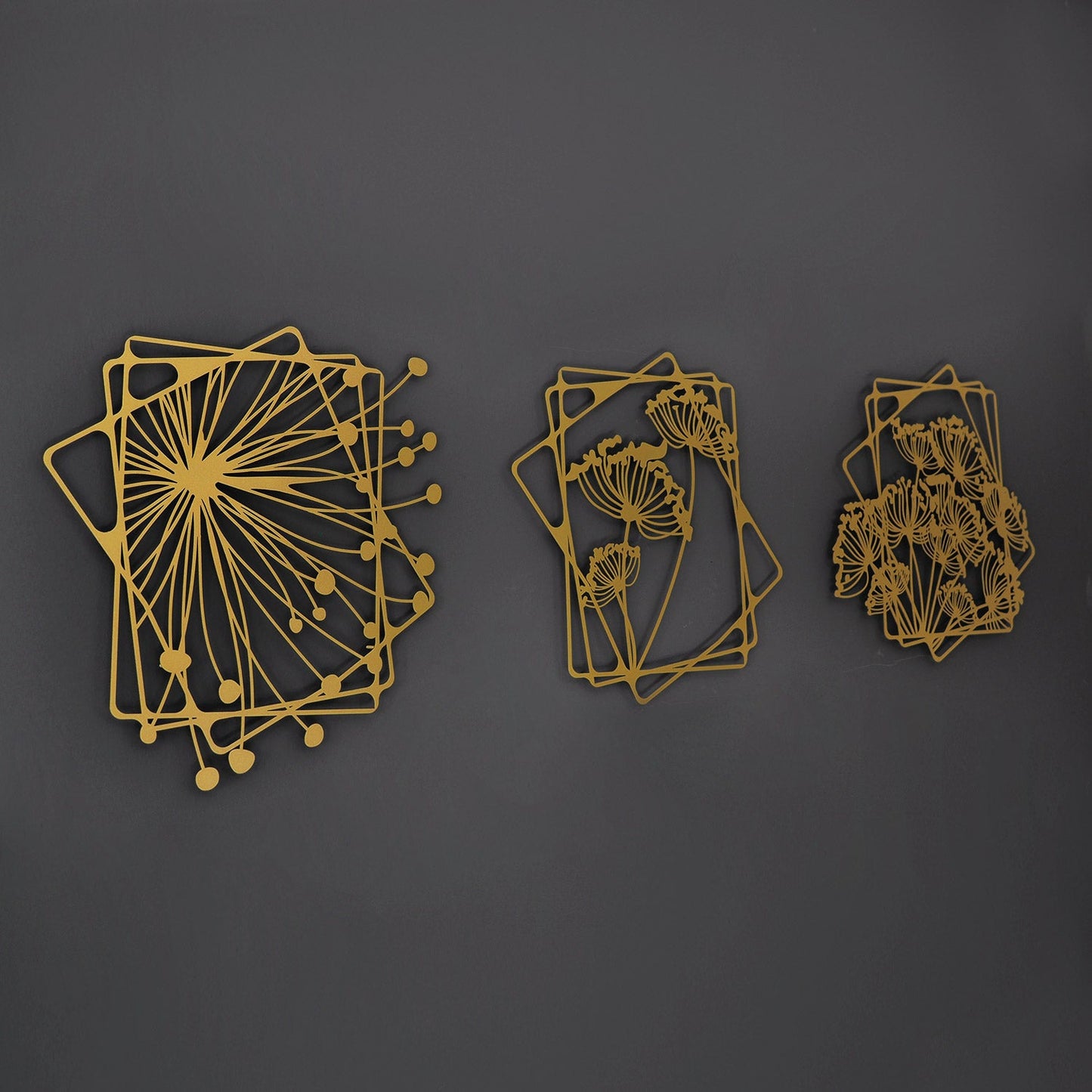 Dandelion Flowers Metal Wall Art, Set of 3 Pieces