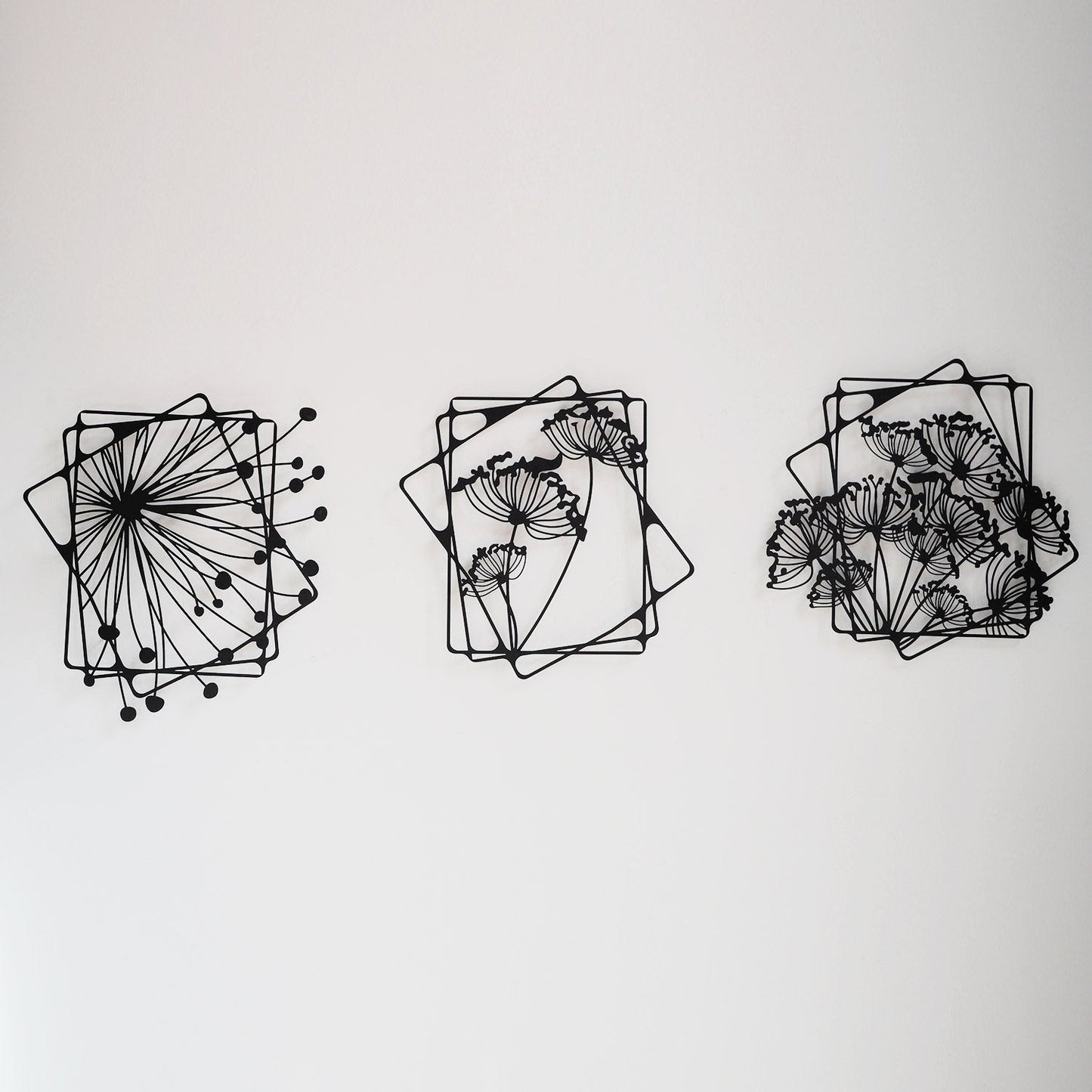 Dandelion Flowers Metal Wall Art, Set of 3 Pieces
