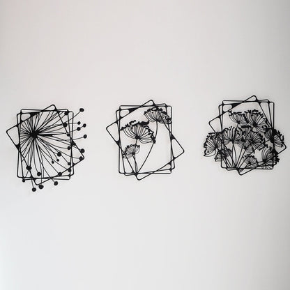 Dandelion Flowers Metal Wall Art, Set of 3 Pieces