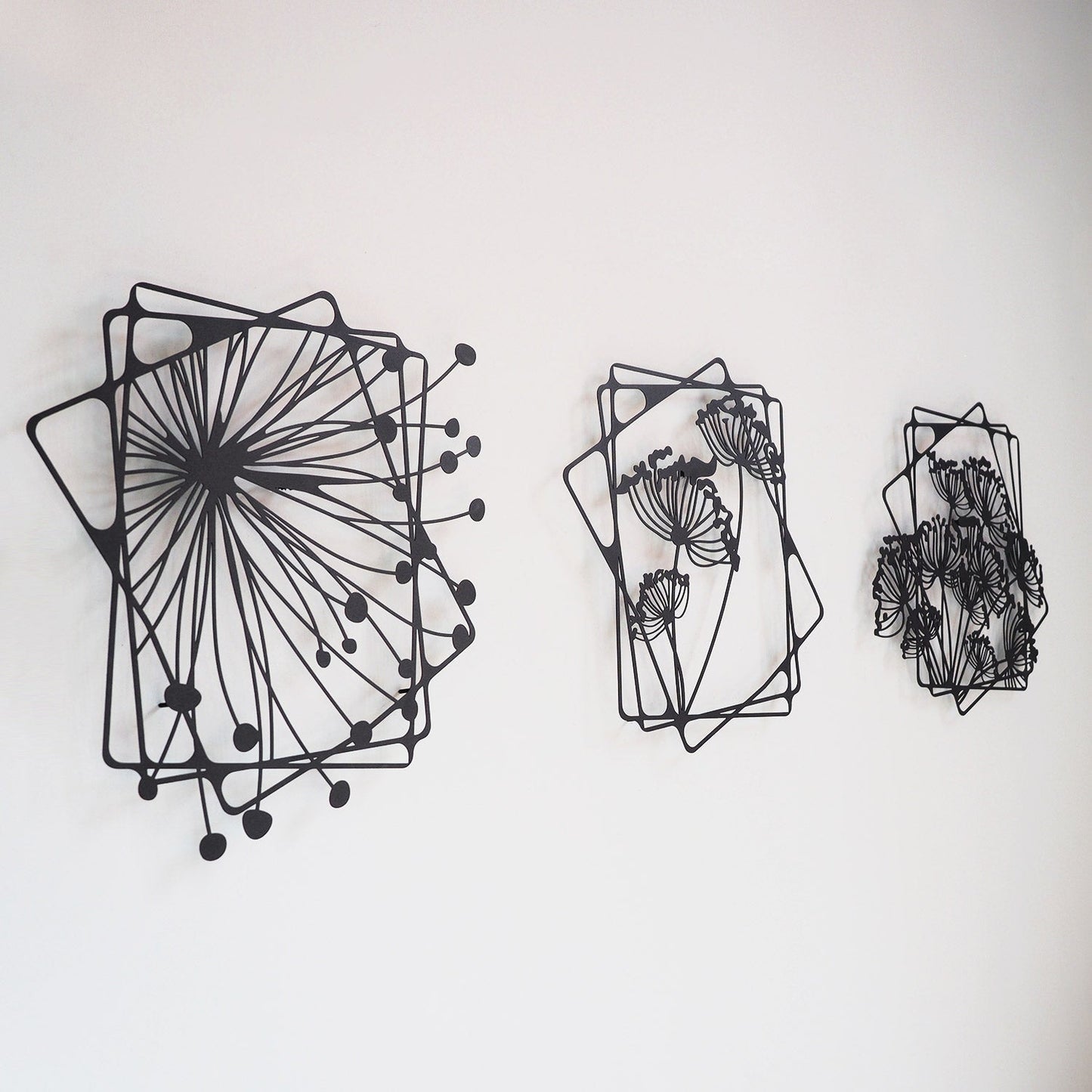 Dandelion Flowers Metal Wall Art, Set of 3 Pieces