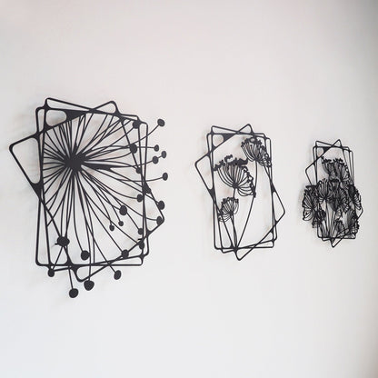Dandelion Flowers Metal Wall Art, Set of 3 Pieces