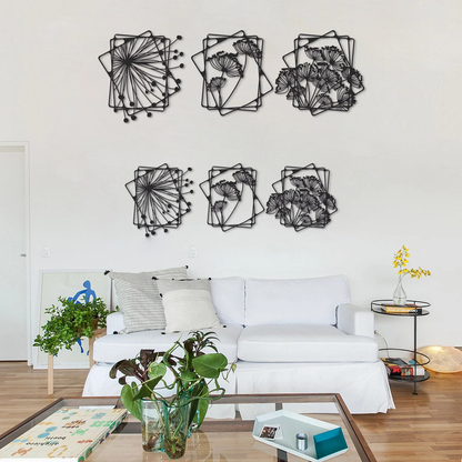 Dandelion Flowers Metal Wall Art, Set of 3 Pieces