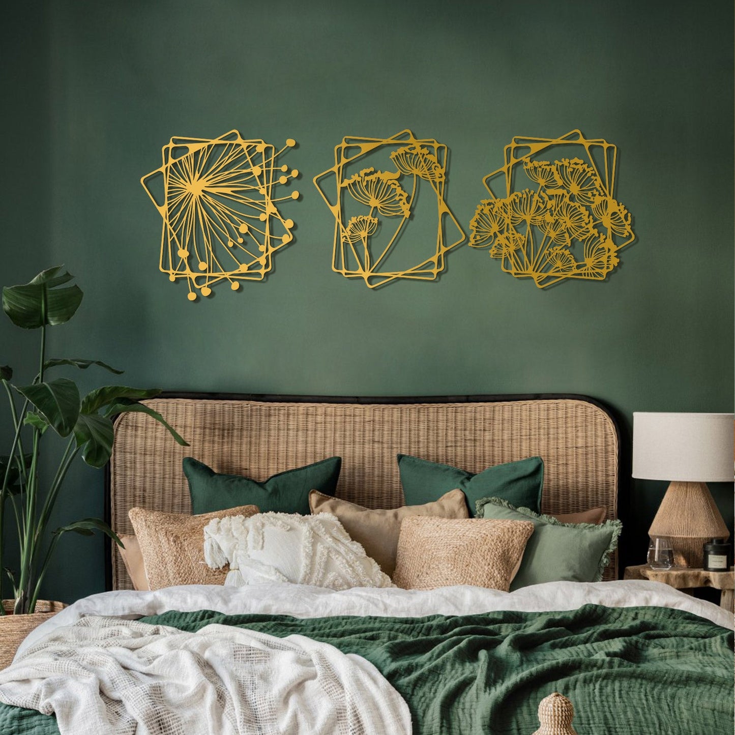 Dandelion Flowers Metal Wall Art, Set of 3 Pieces