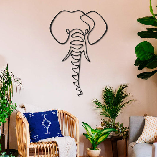 Elephant Metal Line Art