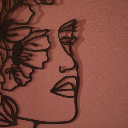 Floral Face Line Metal Wall Art
