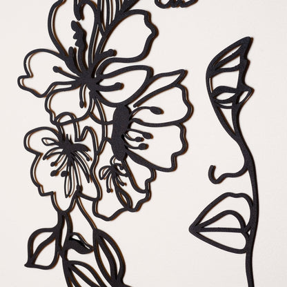Floral Face Line Metal Wall Art