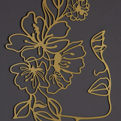 Floral Face Line Metal Wall Art