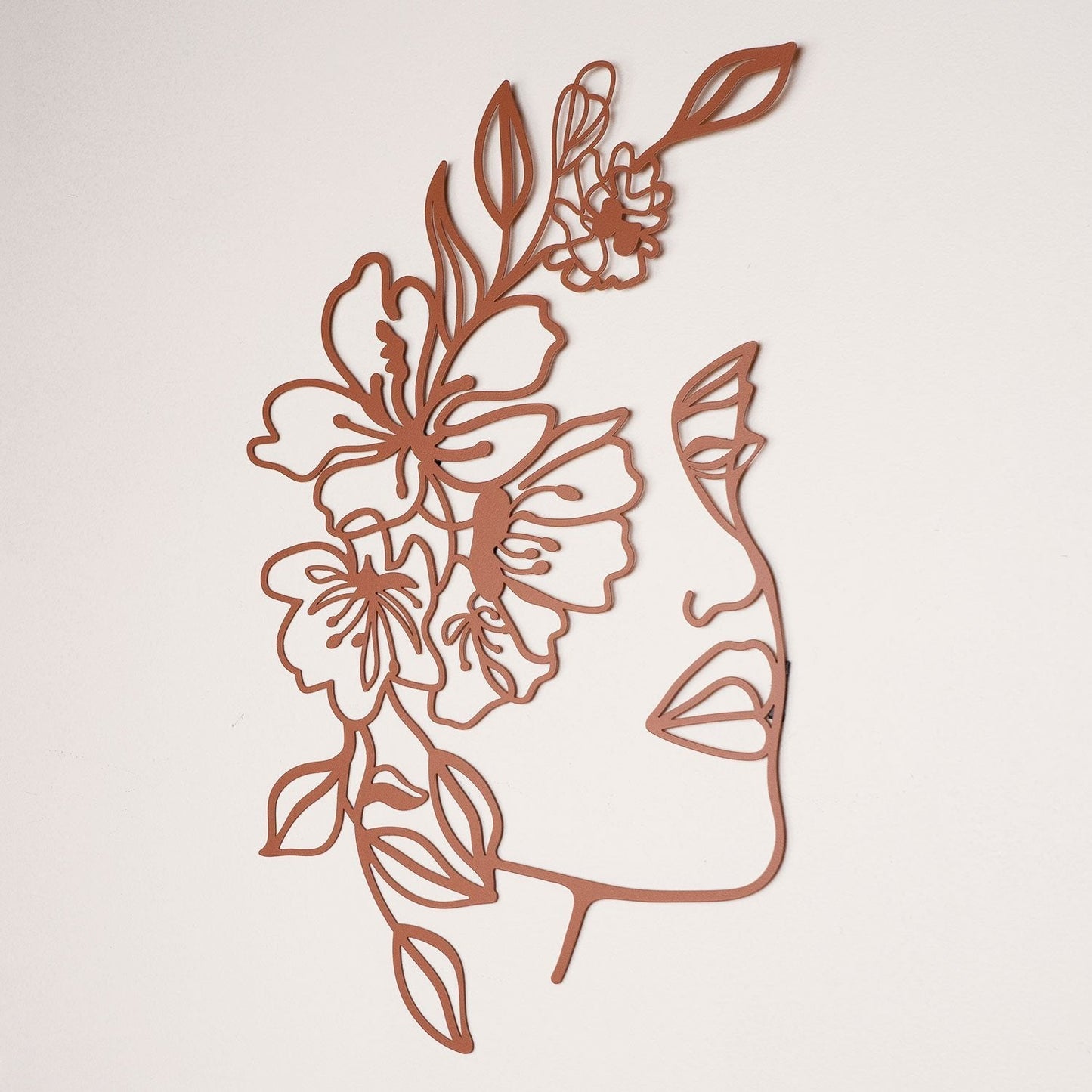 Floral Face Line Metal Wall Art