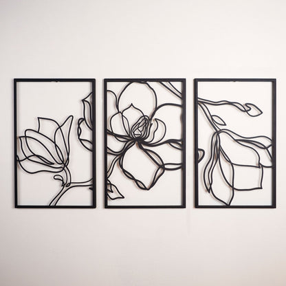 Floral Line Metal Wall Art, Set of 3 Pieces