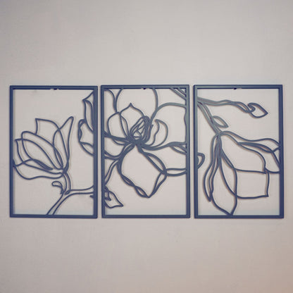 Floral Line Metal Wall Art, Set of 3 Pieces