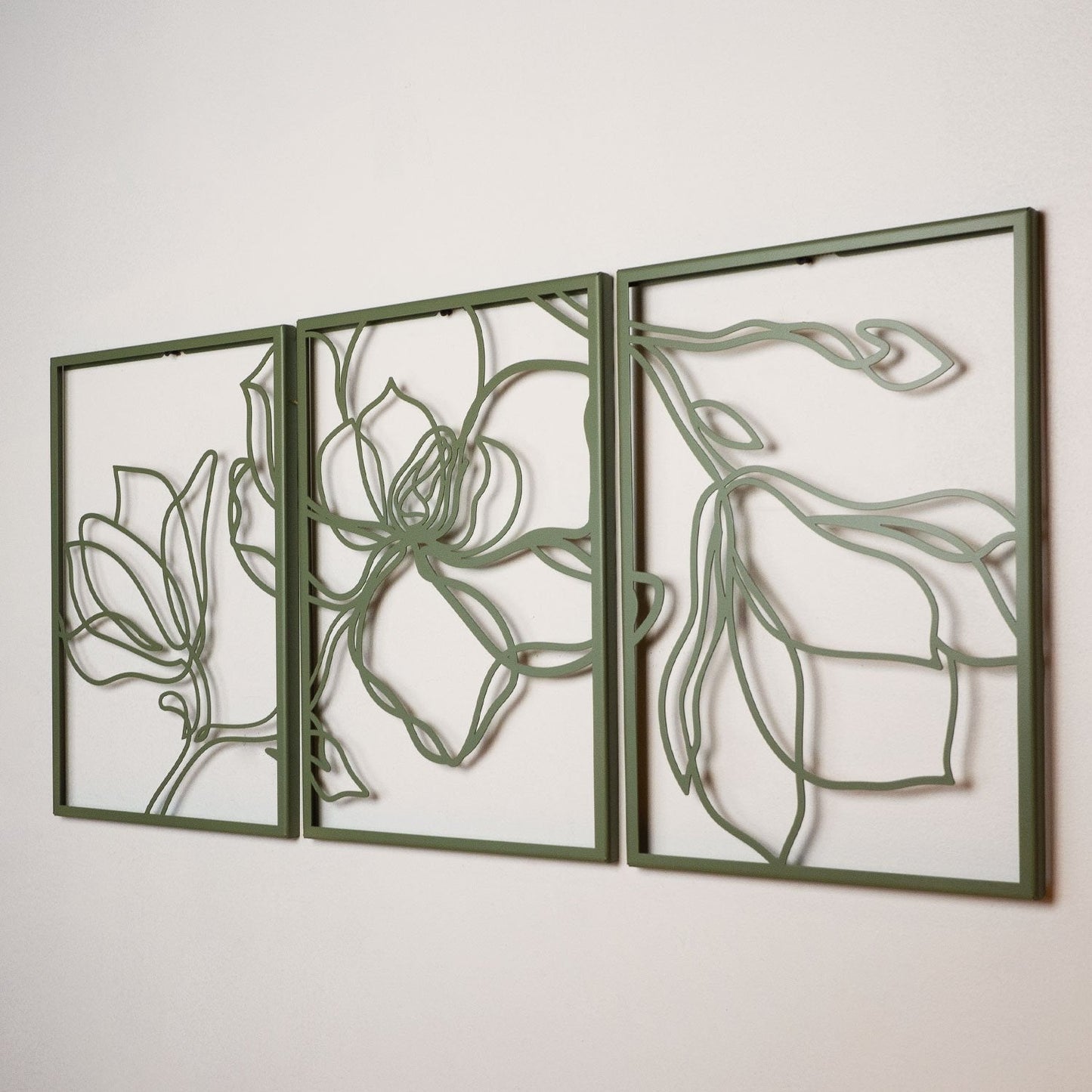 Floral Line Metal Wall Art, Set of 3 Pieces