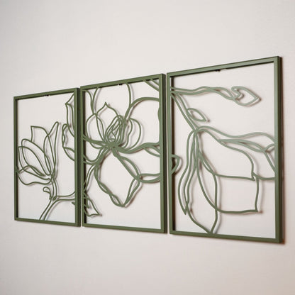 Floral Line Metal Wall Art, Set of 3 Pieces